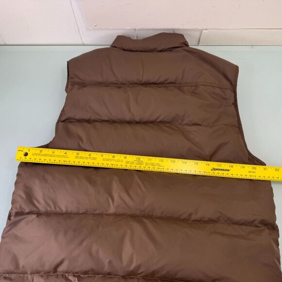 Fossil Puffer Jacket Vest Mens Large L Down Filled Insulated Full Zip Brown - Picture 2 of 7